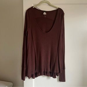 Free People We The Free Red Brown Burgundy Thermal Top XS